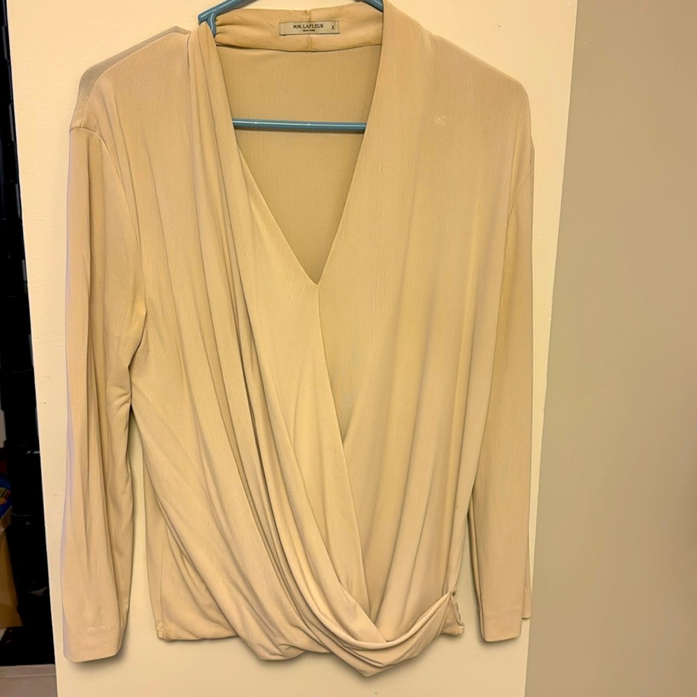 MM. Lafleur ivory faux wrap top - size small